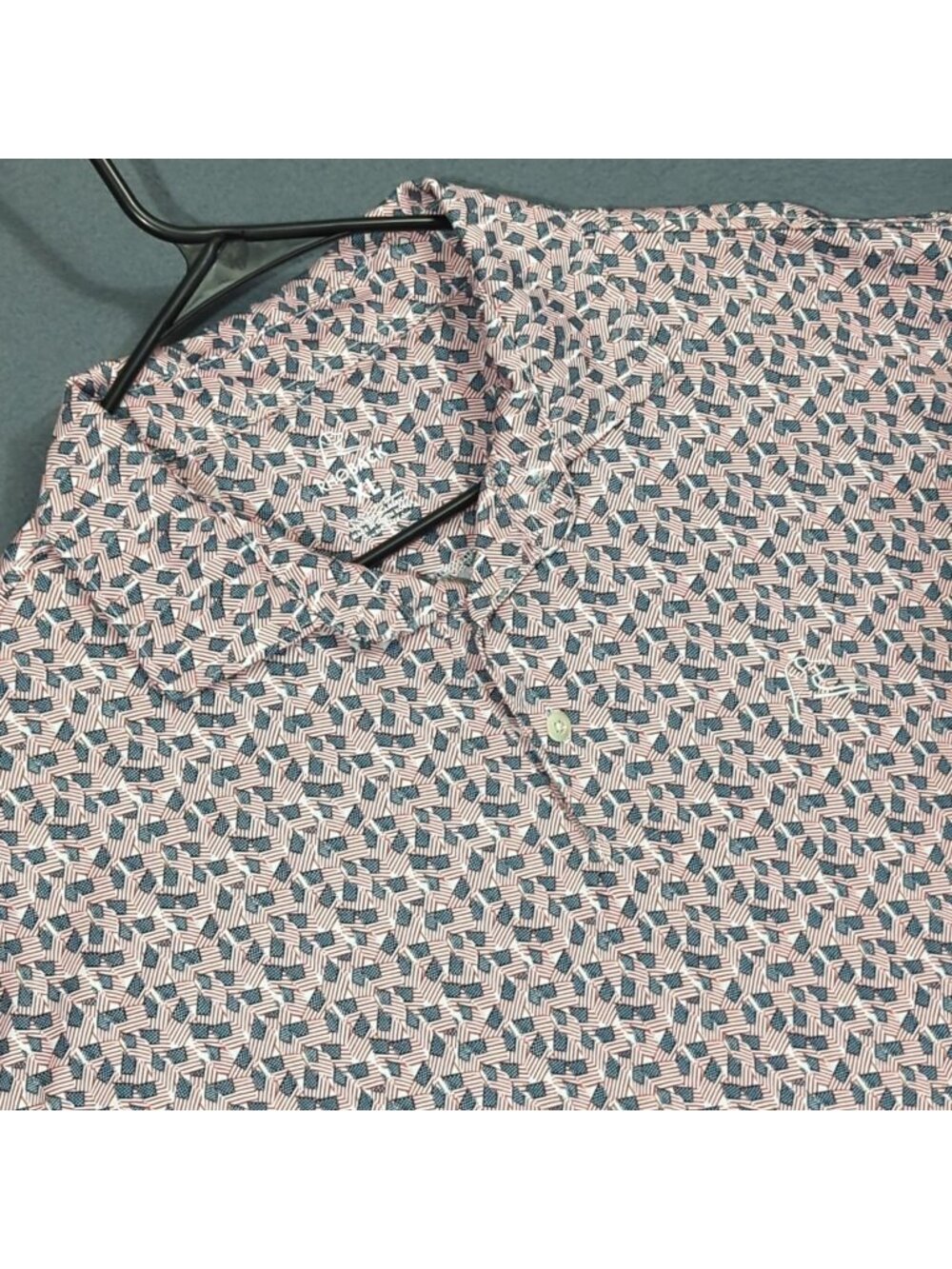 Rhoback Polo Shirt Men's XL Multi American Flag Print Performance Stretch Golf
